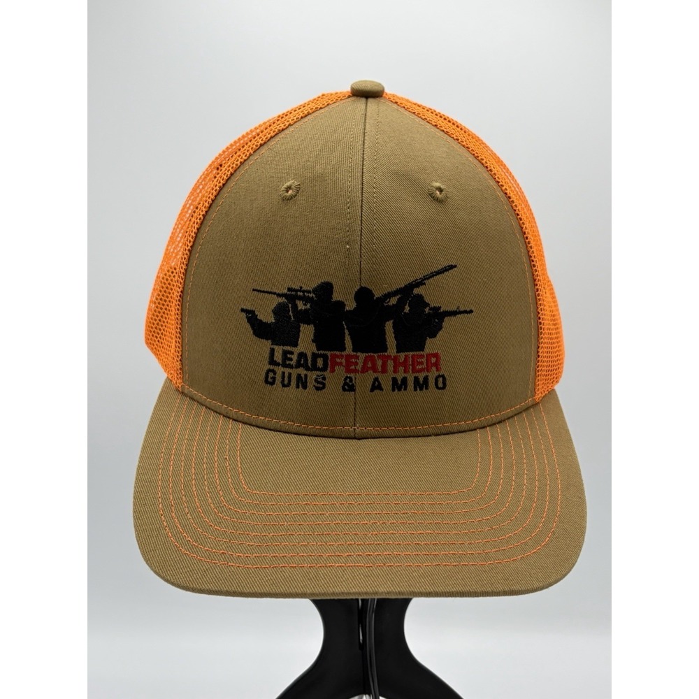 Lead Feather Guns And Ammo Hat SnapBack Trucker OSFM Tan Orange